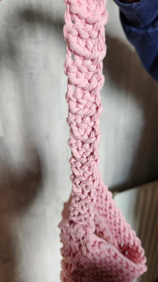 Petit Tote Bag en Macramé Rose