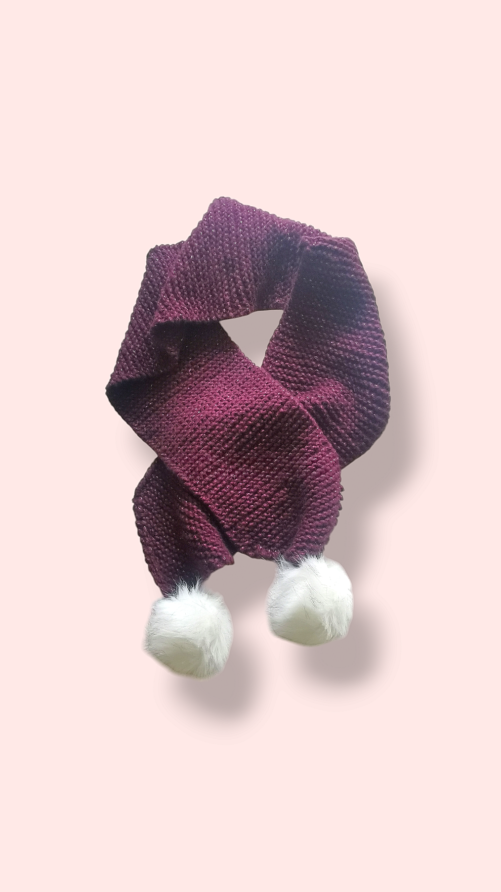 Écharpe prune à pompons💜